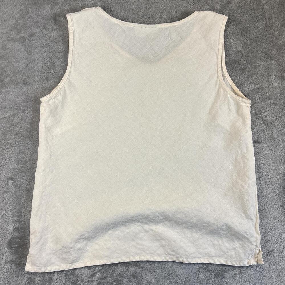 Amanda Smith Petite Linen Tank Top White Sleeveless V Neck Minimalist Womens 8p - Picture 2 of 7